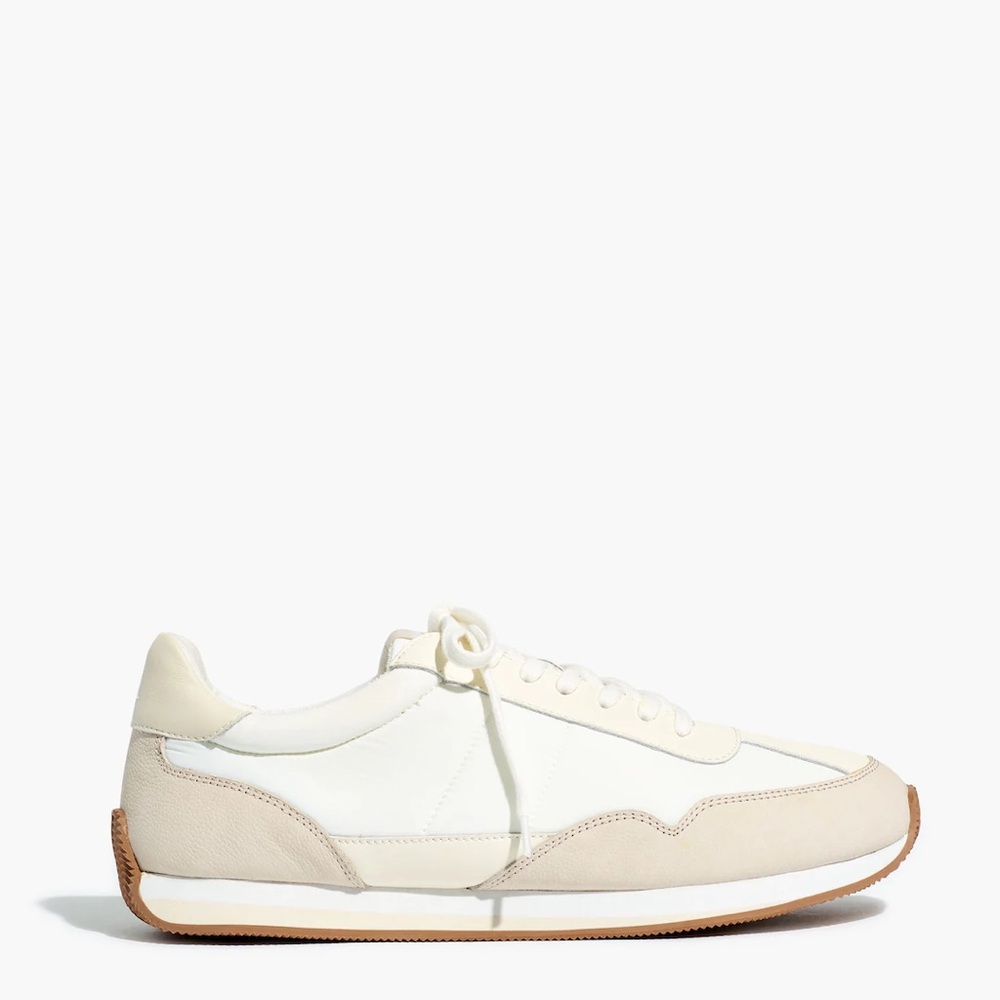 New Madewell League Leather & Nylon Sneakers, Size 7.5 Womens, Cloud Linen Multi